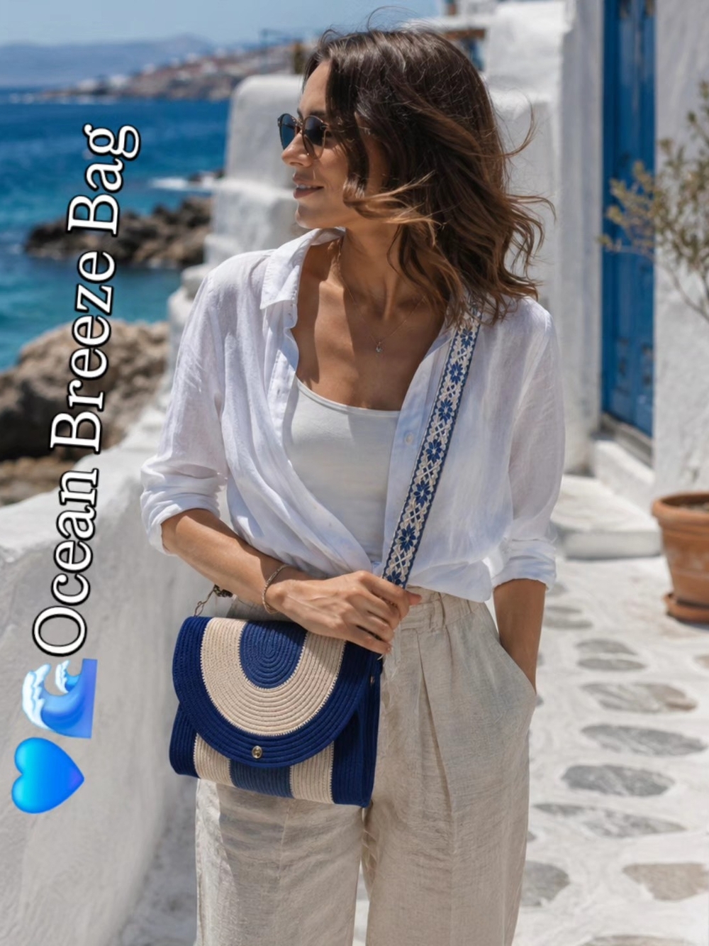 💙🩵Ocean Breeze Blue & Cream Crossbody Handmade Bag by Me In Canada